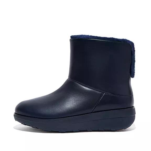 Bottines Femme Fitflop Mukluk Shorty Waterproof Shearling-Lined Bleu Marine (XFQ142736)